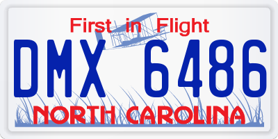 NC license plate DMX6486