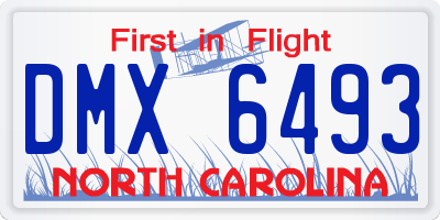 NC license plate DMX6493