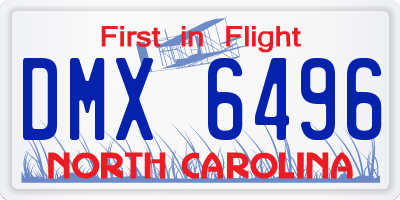 NC license plate DMX6496