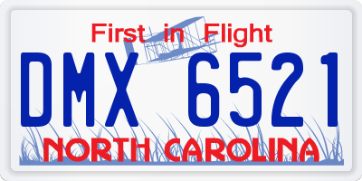 NC license plate DMX6521