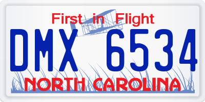 NC license plate DMX6534