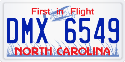 NC license plate DMX6549