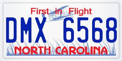 NC license plate DMX6568