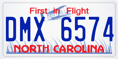 NC license plate DMX6574