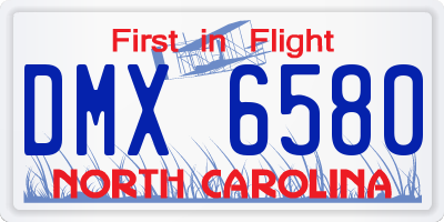 NC license plate DMX6580