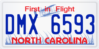 NC license plate DMX6593