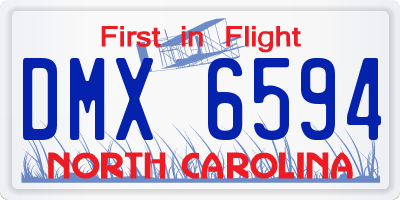 NC license plate DMX6594