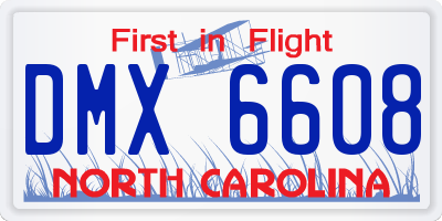 NC license plate DMX6608