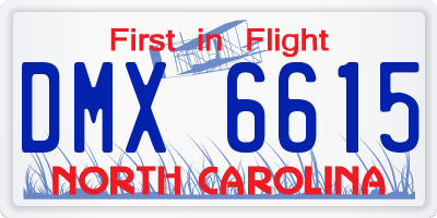 NC license plate DMX6615