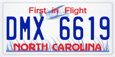 NC license plate DMX6619