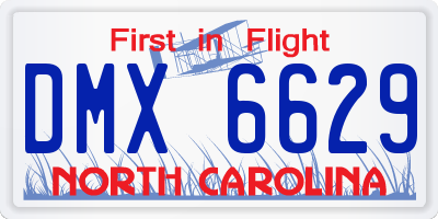 NC license plate DMX6629