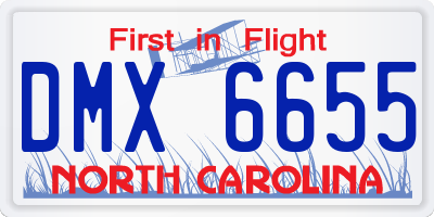 NC license plate DMX6655
