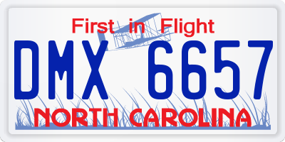 NC license plate DMX6657