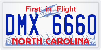 NC license plate DMX6660