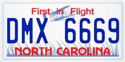 NC license plate DMX6669
