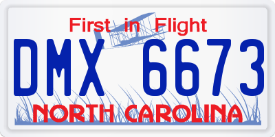 NC license plate DMX6673