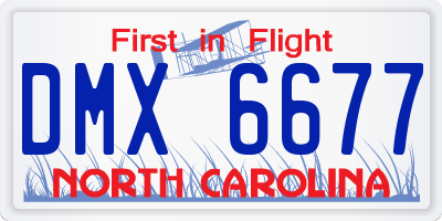 NC license plate DMX6677