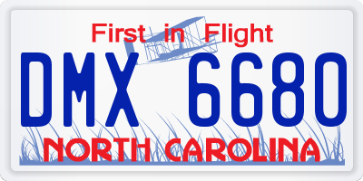 NC license plate DMX6680