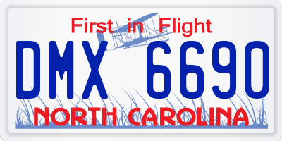 NC license plate DMX6690