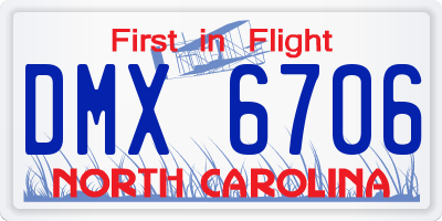 NC license plate DMX6706