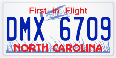 NC license plate DMX6709