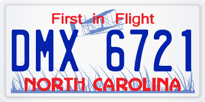 NC license plate DMX6721