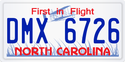 NC license plate DMX6726
