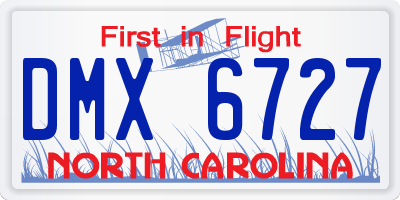 NC license plate DMX6727