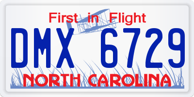 NC license plate DMX6729