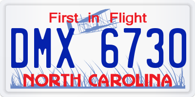 NC license plate DMX6730