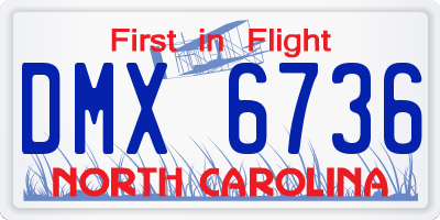 NC license plate DMX6736