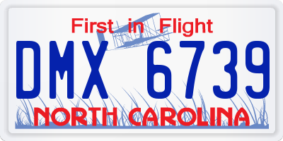 NC license plate DMX6739