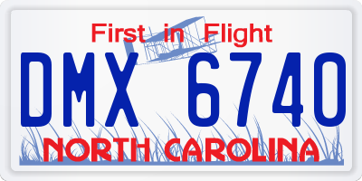 NC license plate DMX6740