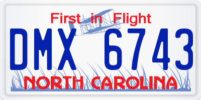 NC license plate DMX6743