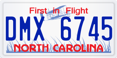NC license plate DMX6745
