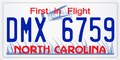NC license plate DMX6759