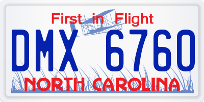 NC license plate DMX6760