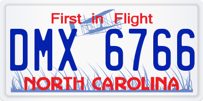 NC license plate DMX6766