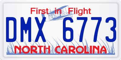 NC license plate DMX6773