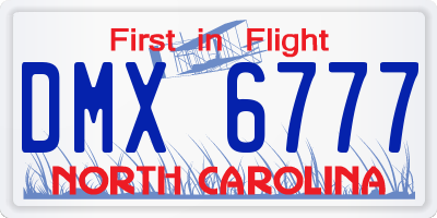 NC license plate DMX6777
