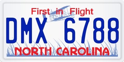 NC license plate DMX6788