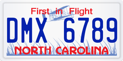 NC license plate DMX6789