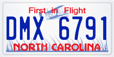NC license plate DMX6791