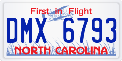 NC license plate DMX6793