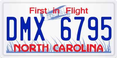 NC license plate DMX6795