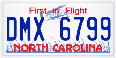NC license plate DMX6799