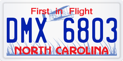 NC license plate DMX6803
