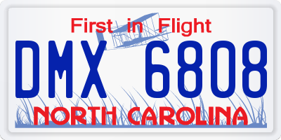 NC license plate DMX6808