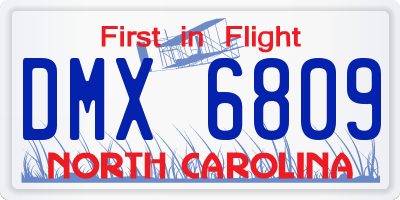 NC license plate DMX6809