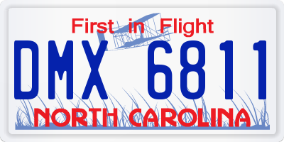 NC license plate DMX6811